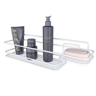 Imagem de Suporte Porta Shampoo e Sabonete Organizador Banheiro Parede Branco Plana Store