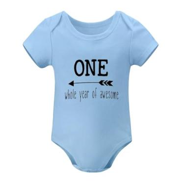 Imagem de SHUYINICE Body infantil unissex para o ano inteiro de um macacão de uma peça, macacão divertido para recém-nascidos, Azul-celeste, 18-24 Months