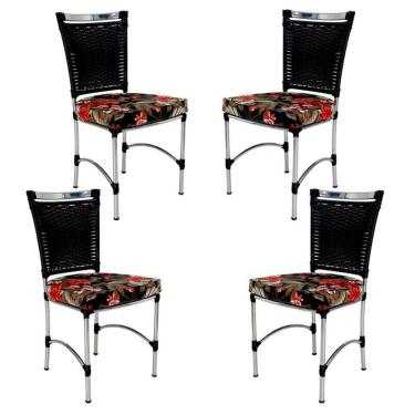 Imagem de 4 Cadeiras em Alumínio e Fibra Sintética JK Cozinha Edícula