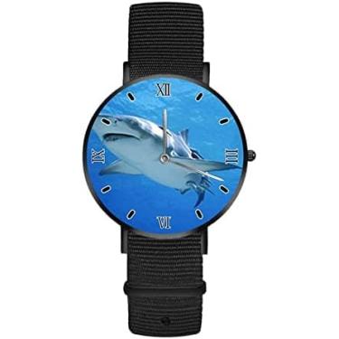 Imagem de Relógios Femininos Shark Relógios Masculinos Ultrafinos À Prova D'água Relógio Personalizado Com Pulseira De Nylon,Friendly32