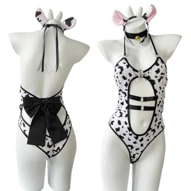 Imagem de Temptshow Conjunto de pijama feminino anime vaca cosplay sexy biquíni japonês Kawaii estrangeira (2570)