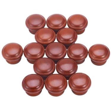 Imagem de Bettomshin , 15 peças puxadores redondos de madeira 34 x 25 mm/1,34" x 0,98" (DxA) móveis de armário cozinha verniz puxadores puxadores para gaveta de cômoda guarda-roupa material de madeira maciça
