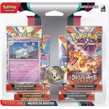 Imagem de Blister Quadruplo Pokémon Houndstone Escarlate E Violeta 3 Obsidiana Em Chamas, Cor:Estampado - Copag