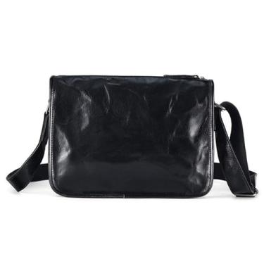 Imagem de Bolsa de Ombro Masculina em Couro Legítimo Bolsa Transversal e Bolsa de Mão com Alça de Ombro Ajustável (C)