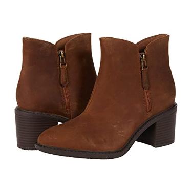 Imagem de Clarks Bota feminina de cano curto com zíper, Couro marrom escuro, 9.5