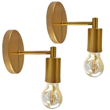 Imagem de Kit 2 Arandelas Luminária Parede Moderna Sala Cama Dourado