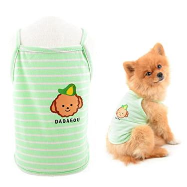 Imagem de SMALLLEE_LUCKY_STORE Roupas para cães de verão camiseta listrada para cachorro pequeno médio gato menino menina colete sem mangas xícara de chá roupas yorkie chihuahua