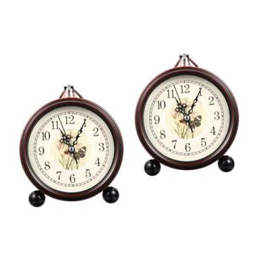 Imagem de Ciieeo 2 Unidades despertador pastoral retrô relógio de parede silencioso despertador infantil relógios decoração vintage relógio de mesa antigo relógio decorativo rural
