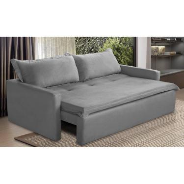 Imagem de Sofá Sem Caixa Retrátil e Reclinável 1,65m com Molas Luzia Suede Cinza Madelina Decor