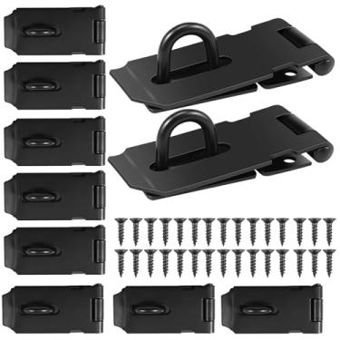 Imagem de Fechaduras de porta, trava de cadeado de aço inoxidável com parafusos, fecho de segurança para porta, trava de ferrolho à prova de ferrugem, trava de ferrolho de 10 cm extra grossa para armário de