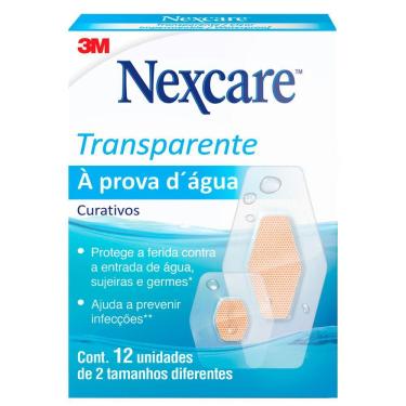 Imagem de Curativo Nexcare à Prova D`Água Transparente Tamanhos Diferentes 12 Unidades