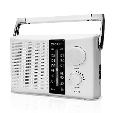 Imagem de LEOTEC Bateria de rádio transistor de rádio AM FM ou alimentação CA com excelente recepção, alto-falantes grandes de bom som, botão de ajuste grande e preciso, tomada de fone de ouvido