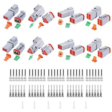 Imagem de 2 conjuntos de conectores Deutsch DT, 2 3 4 6 pinos cinza conector elétrico à prova d'água com conector sólido de contato e vedação para caminhão, veículos off-road, agricultura, fuzileiros navais, motocicletas, 100 peças.