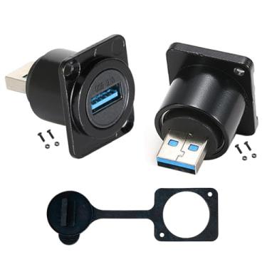 Imagem de PENGLIN 2 peças conector de montagem em painel USB 3.0, adaptador USB-A macho para fêmea, extensor conversor USB 3.0 para PC, laptop, disco rígido, impressora, câmera