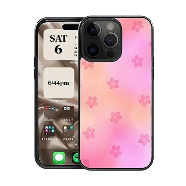 Imagem de CREFORKIAL Linda capa de telefone estética flor rosa para iPhone 14 Pro, capa rígida para iPhone 14 Pro, capa protetora fina à prova de choque TPU macio bumper + traseira rígida de alumínio
