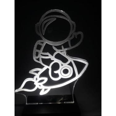 Imagem de Luminária Decorativa Abajur Led Astronauta Foguete Personalizada C/ No