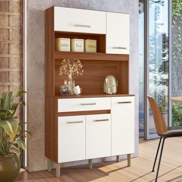 Imagem de Armario Cozinha 5 Portas e 1 Gaveta Magazine 90 Avela/off White Cristal