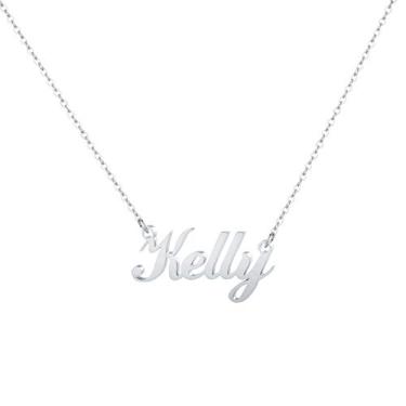 Imagem de Hidepoo Colar com nome personalizado – Colar com pingente de nome personalizado de aço inoxidável, corrente delicada com nome de letra, joias personalizadas, presentes para mulheres e meninas, Metal