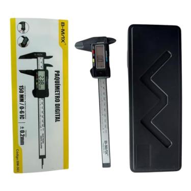 Imagem de Paquimetro Digital Profissional Eletrônico Display Lcd Medidor Preciso Em Aço Inox e Plástico 150mm C/Estojo Micrômetro Alta Precisão fácil leitura desligamento automático preciso com tela medir
