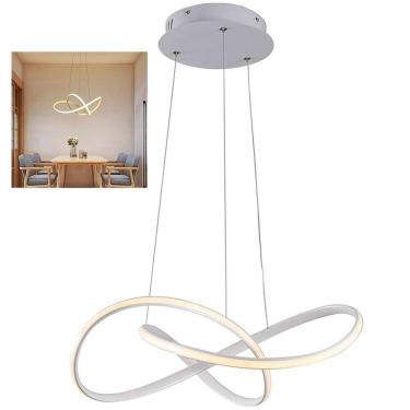 Imagem de Lustre Pendente 3000K LED Luminaria Arco Infinito Perfil Orgon Hall de Entrada Recepçao Hotel Moderno Iluminaçao