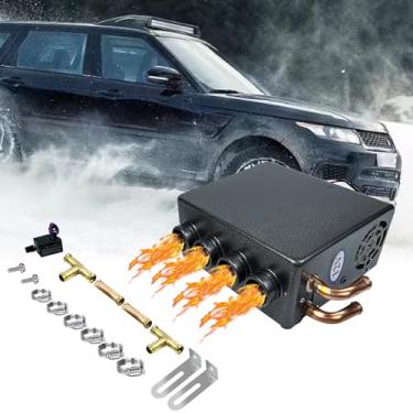 Imagem de Aquecedor auxiliar universal para carro de 12 V, aquecedor hidrônico compacto, aquecedor hidrônico compacto de 3 velocidades, descongelador de ar automotivo de inverno com 4 aberturas frontais para