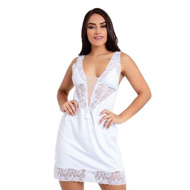 Imagem de Camisola em Renda Luxo Jaqueline Branca