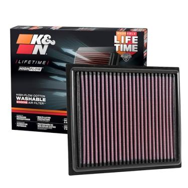 Imagem de K&N Filtro de ar do motor original de alto fluxo vitalício: Aumento de potência: Premium, Lavável: Compatível com 2014-2025 Alfa Romeo/Fiat/Jeep/Ram: Tonale, 500, Toro, Compass, Renegade, Promaster