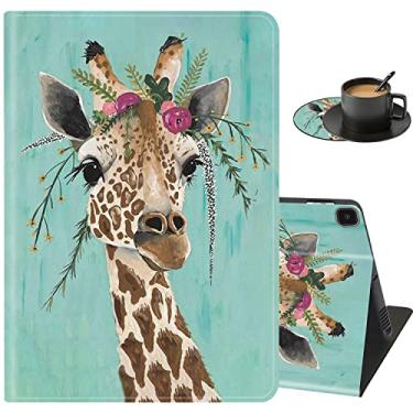 Imagem de Capa protetora para Samsung Galaxy Tab A7 Lite de 8,7 polegadas, suporte multiangular, com função despertar/dormir, para Galaxy A7 Lite 2021 [SM-T220/T225/T227] - Girafa com arnês floral