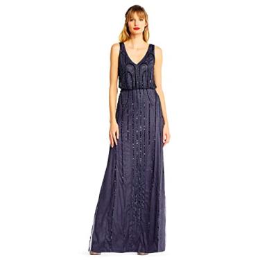 Imagem de Adrianna Papell Art Nouveau feminino Blsn com contas, Metálico, 42