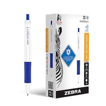 Imagem de Zebra Pen Caneta de gel retrátil Sarasa Dry X1+, barril de plástico, ponta média, 0,7 mm, tinta azul, pacote com 12 (41520)