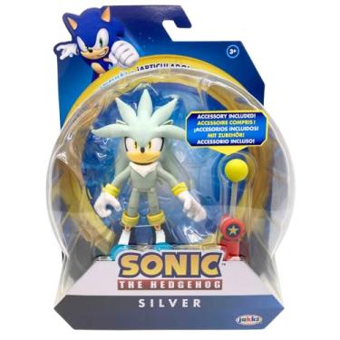 Imagem de Jakks Pacific Sonic the Hedgehog 10cm Silver the Hedgehog Figure with Checkpoint Accessory