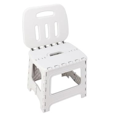 Imagem de Banco Dobrável Pequeno, Banco Dobrável Portátil de Plástico PP Resistente e Estável, Suporte de até 300 Libras, Alça Antiderrapante para Fácil Dobramento, Banco de Degraus para (L)