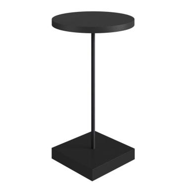 Imagem de Mesa Lateral Redonda Artesano 35 cm (Larg) Tampo e Base MDP Preto c/ Tubo Metálico Aço Carbono Preto