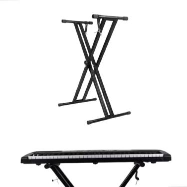Imagem de Suporte Pedestal Para Teclado Piano Duplo Em X Duas Pernas Resistente Reforçado Preto Bertô
