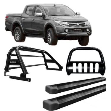 Imagem de Kit Quebra Mato Estribo Santo Antônio Duplo 20 L200 Preto - HOZZ