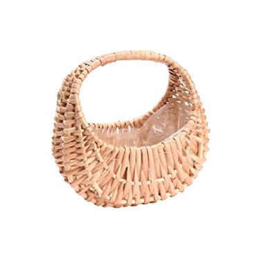 Imagem de Cestas para Meninas de Flores Cesta de Vime Cesta de Vime Cesta de Armazenamento Cesta de Flores Tecida Com Alça Piquenique para Casamentos Decoração de Casa e Atividades Ao Ar