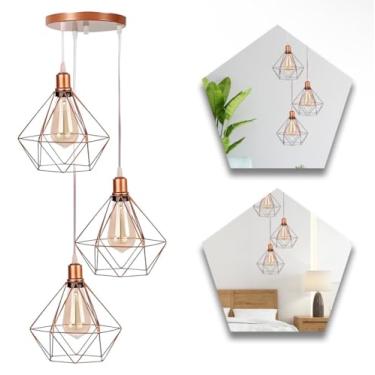 Imagem de Pendente Diamante Rose Gold Pirâmide Aramado Base Tripla, Fio Cristal