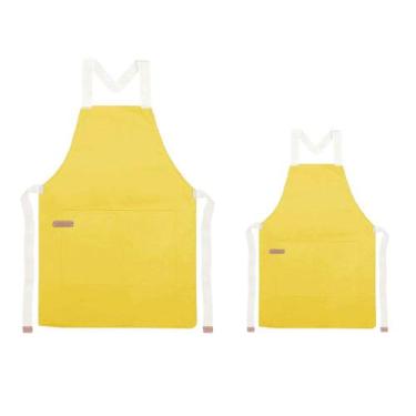 Imagem de Avental Infantil e Adulto Amarelo Algodao Cozinha Artes Pais e Filhos 