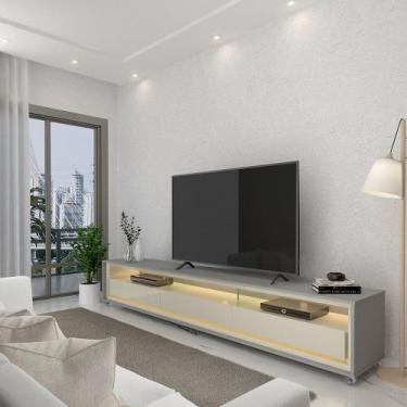 Imagem de Rack para TV Requinte 212 com LED Rodízios Cinza Off White - Gelius - 