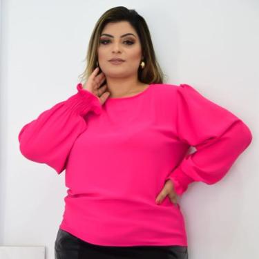 Imagem de Blusa Feminina Plus Size Camisa Social Manga Moda Elegante - Abusada S