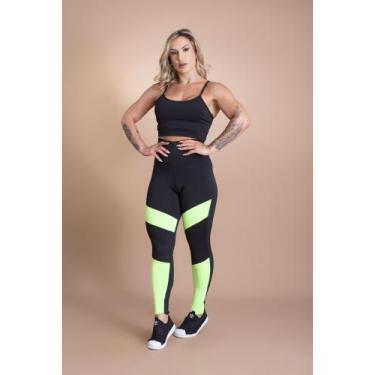 Imagem de Conjunto Fitness Feminino Calça Legging Cintura Alta E Top Alcinha Cro