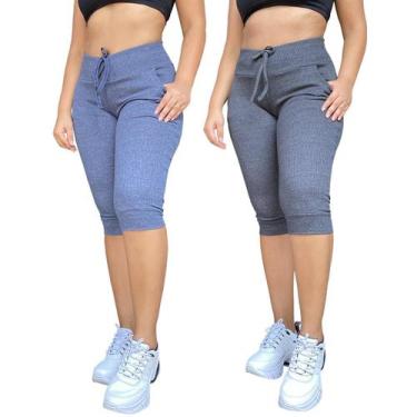 Imagem de kit 2 calças corsario feminina com elastano calça capri - CAROLINA MOD