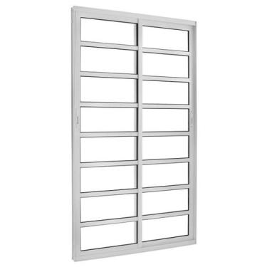 Imagem de Porta Correr 2 Folhas Móveis Central com Travessa Topsul 210x150cm Esq