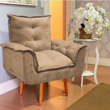 Imagem de Poltrona Julia Suede Cappuccino Cadeira Decorativa Sala Recepção Pés P
