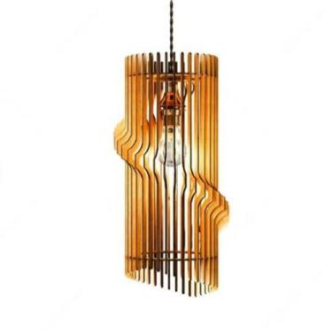 Imagem de Luminária Teto tipo Pendente ATENAS MDF  Completa - CORALISA, MDF CRU