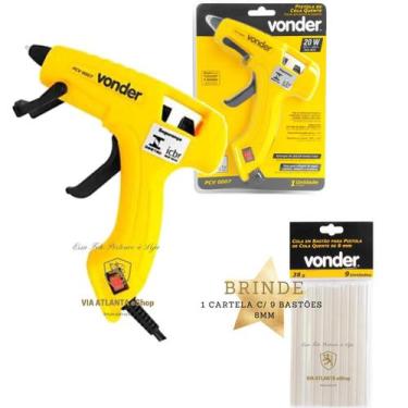 Imagem de Kit máquina aplicador cola quente profissional bico fino com 9 bastões