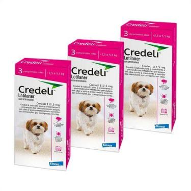 Imagem de 3 Credeli Antipulgas Carrapatos 112,5mg 2,5- 5,5kg 03 Comp. - Elanco
