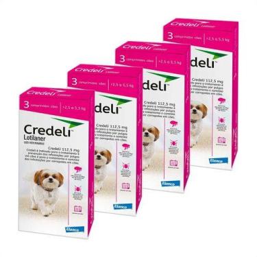 Imagem de 4 Credeli Antipulgas Carrapatos 112,5mg 2,5- 5,5kg 03 Comp. - Elanco