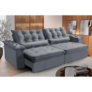 Imagem de Sofá 4 Lugares LISBOA 2,60 Metros Cinza Retrátil Reclinável com molas 
