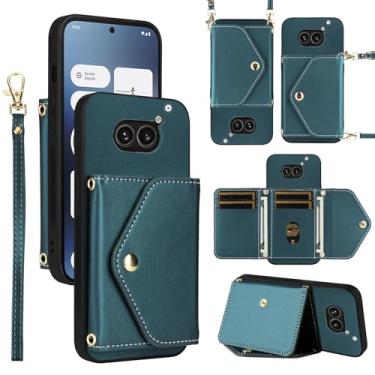 Imagem de Dswteny Capa carteira para Nothing phone2a com cordão de pulso alça de ombro fina bolsa flip, suporte de cartão de crédito de couro PU de luxo acessórios capa de celular para telefone 2A 5G mulheres